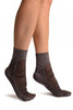 Grey Sheer & Opaque Sides Ankle High Socks