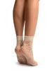 Cream Mesh With Large Roses Ankle High Socks