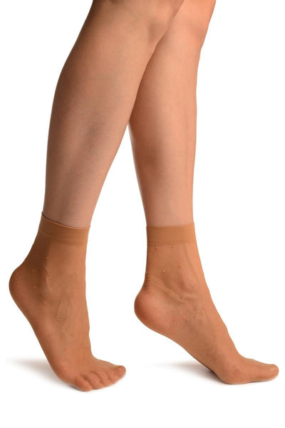 Beige With Rhombs & Dots Ankle High Socks