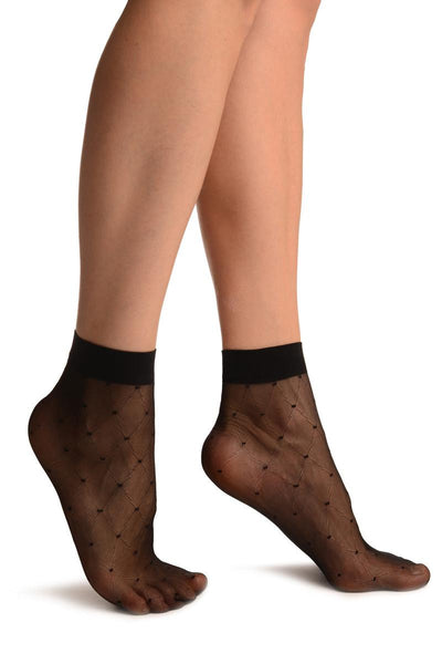 Black With Rhombs & Dots Ankle High Socks
