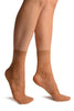 Beige With Large Poppy Flowers Ankle High Socks