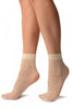 Cream Crochet Rhombs Lace Ankle High Socks