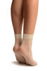 Cream Crochet Rhombs Lace Ankle High Socks