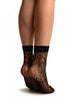 Black Crochet Rhombs Lace Ankle High Socks