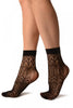 Black Crochet Rhombs Lace Ankle High Socks