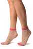 White With Woven Cherries Ankle High Socks