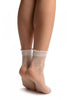 White With Large Woven Flowers Top Ankle High Socks