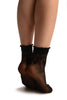 Black With Large Woven Flowers Top Ankle High Socks