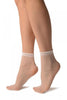 White Woven 3D Mesh Ankle High Socks