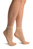 Cream Woven 3D Mesh Ankle High Socks