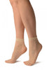 Cream Woven 3D Mesh Ankle High Socks