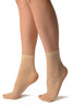 Cream Crochet Polka Dots Lace Top Ankle High Socks
