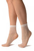 White Crochet Waves Lace Top Ankle High Socks