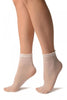 White Small Polka Dots And Rhombus Tops Ankle High Socks