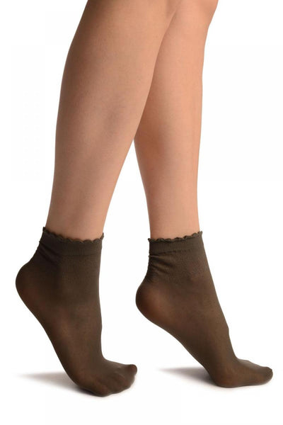 Grey Small Polka Dots And Rhombus Tops Ankle High Socks