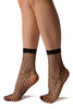 Black Large Fishnet With Lace Trim Socks Ankle High