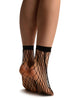 Black Very Large Fishnet With Lace Trim Socks Ankle High