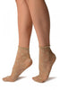 Nude Flowers Ankle High Socks With Comfort Top