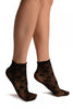 Black Flowers Ankle High Socks With Comfort Top