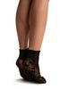Black Flowers Ankle High Socks With Comfort Top