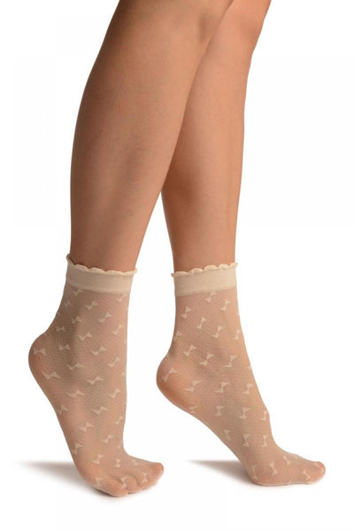 Cream Little Bows Ankle High Socks