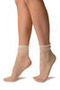 Cream Flowers Bouquet Ankle High Socks With Comfort Top