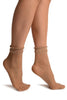 Beige Flowers Bouquet Ankle High Socks With Comfort Top