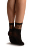 Black Opaque With Sheer Spotty Top Ankle High Socks