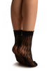 Black Crochet Waves Lace Top Ankle High Socks