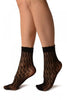 Black Crochet Waves Lace Top Ankle High Socks