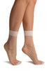 White Fishnet With Wide Top & Opaque Toe Ankle High Socks