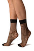 Black Fishnet With Wide Top & Opaque Toe Ankle High Socks