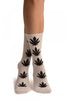 White With Black Leaves Ankle High Socks