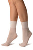 White Opaque with Very Wide Top Ankle High Socks