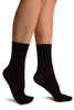 Black Opaque with Very Wide Top Ankle High Socks