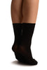 Black Opaque with Very Wide Top Ankle High Socks