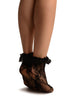 Black Floral Lace With Ruffle & Back Seam Ankle High Socks