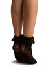 Black Heart Crochet Lace Ruffle Ankle High Socks