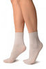 White Silver Lurex Ankle High Socks