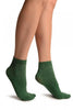 Green Silver Lurex Ankle High Socks