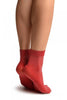 Red Silver Lurex Ankle High Socks