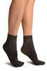 Black Silver Lurex Ankle High Socks