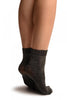 Black Silver Lurex Ankle High Socks