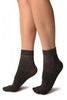 Black Silver Lurex Ankle High Socks