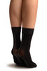 Black With Silver Lurex Wide Back Seam Ankle High Socks