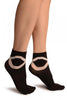 Black With White Sheer Criss-Cross Ankle High Socks