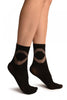 Black With Grey Sheer Criss-Cross Ankle High Socks