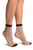 Lilac With Medium Black Polka Dots Ankle High Socks