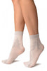 White With Persian Silver Lurex Pattern Ankle High Socks