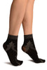 Black With Persian Silver Lurex Pattern Ankle High Socks